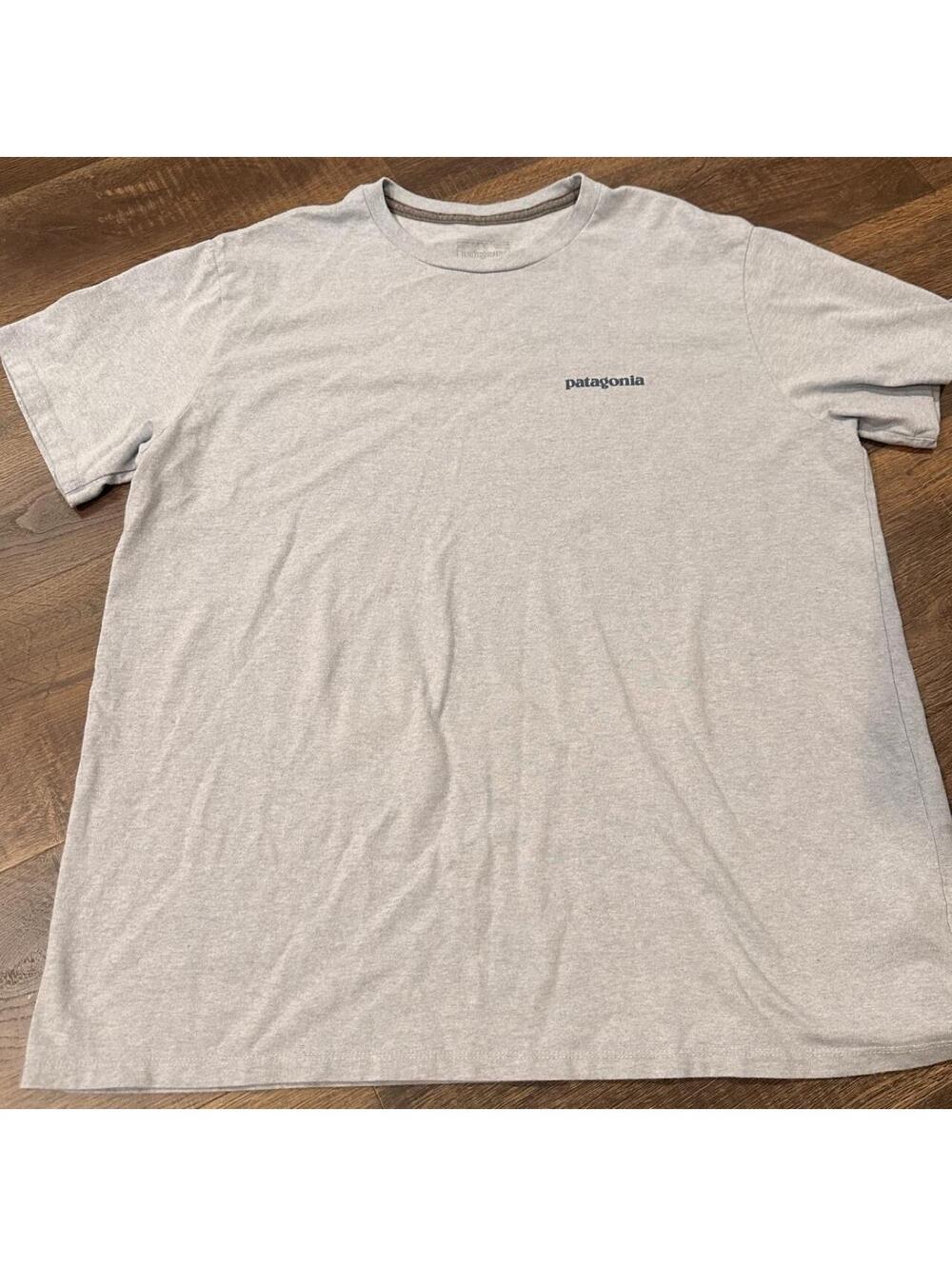 Patagonia Men's Grey and Blue Tshirt
